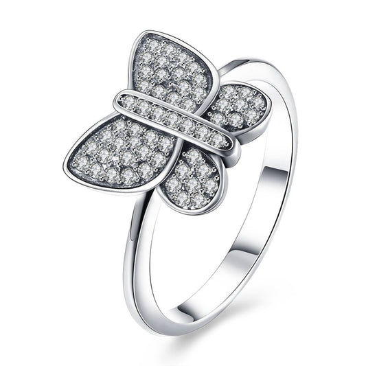 Sølv ring med sommerfugle med zirconia - Urma.dk