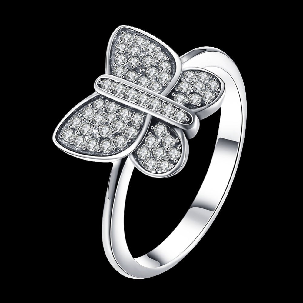 Sølv ring med sommerfugle med zirconia - Urma.dk