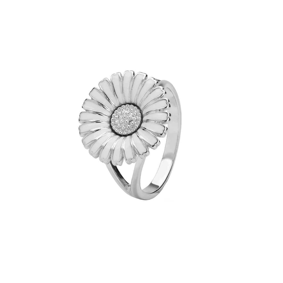 Sølv ring m/marguerit hvid 15mm - Urma.dk
