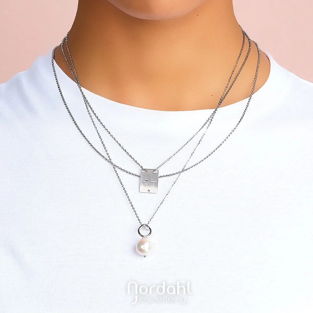 Sølv vedh. BAROQUE52 perle+kæde 45+5cm - Urma.dk