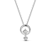 Sølv vedhæng med cirkel og hjerte og zirconia - Urma.dk