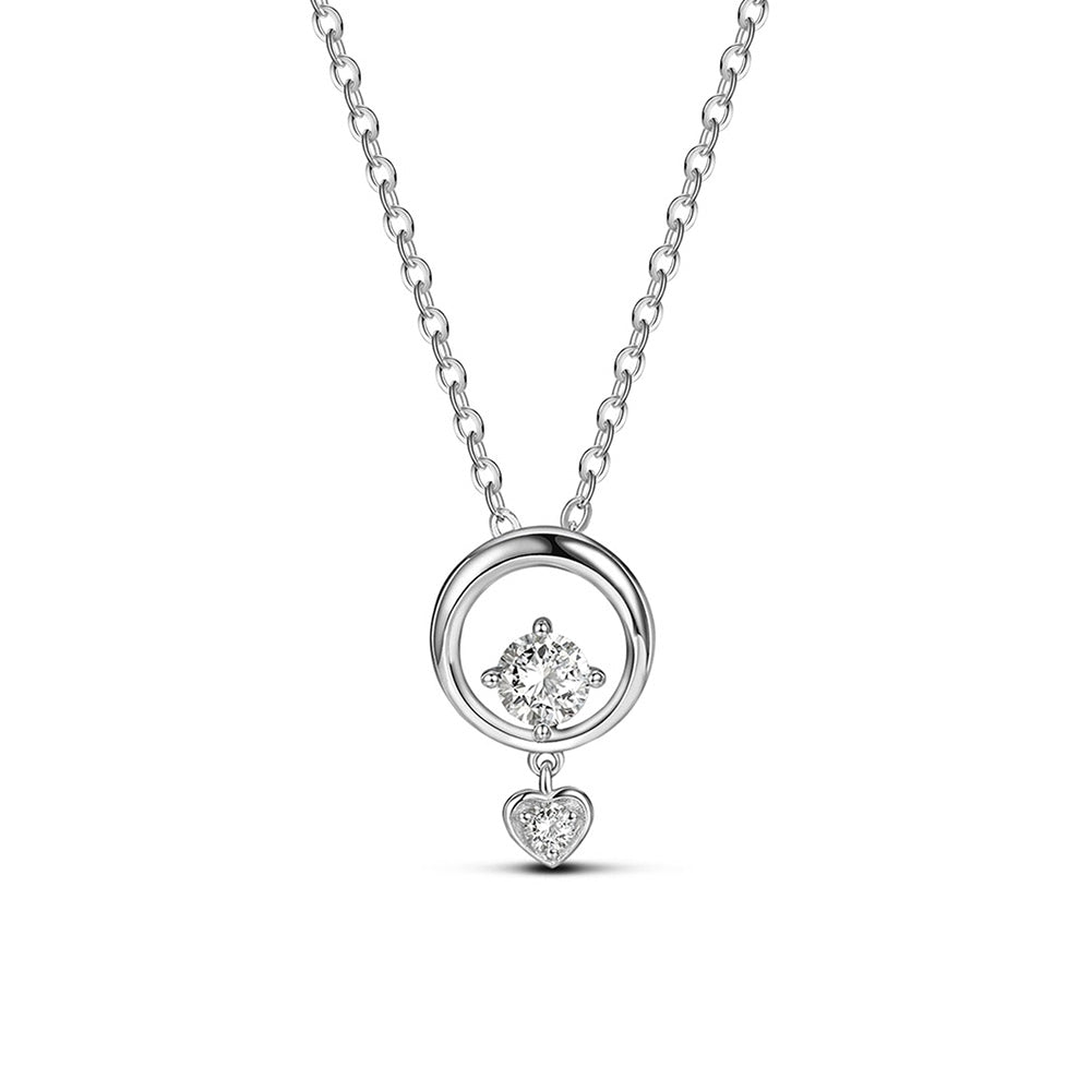 Sølv vedhæng med cirkel og hjerte og zirconia - Urma.dk