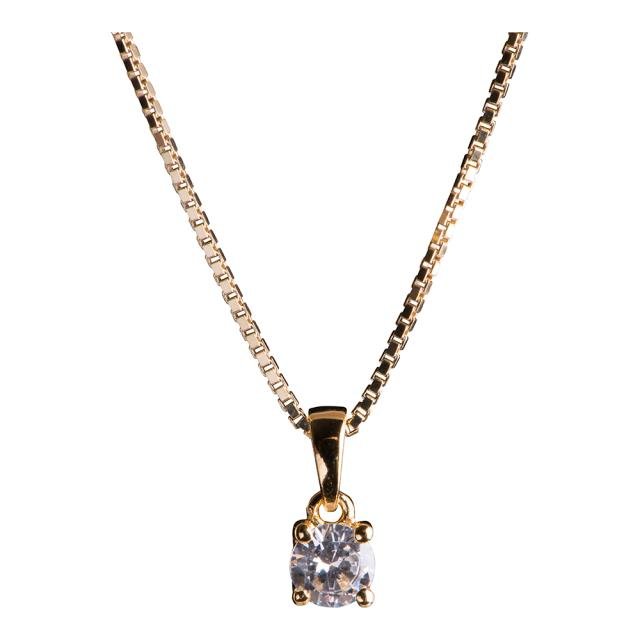 Sølvforgyldt vedhæng m. zirkonia incl. kæde - Urma.dk