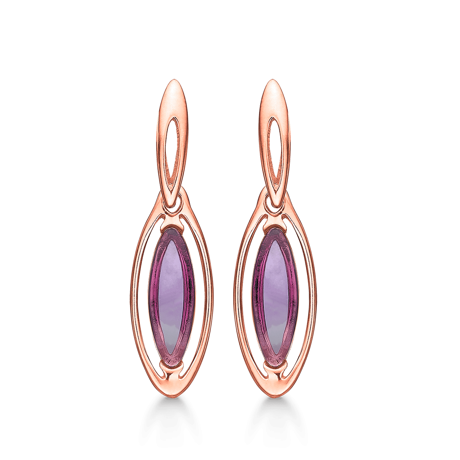 Sølvforgyldt/rosa ørehænger oval - Urma.dk