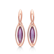 Sølvforgyldt/rosa ørehænger oval - Urma.dk