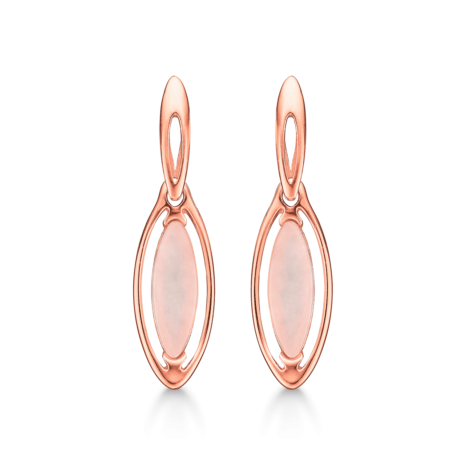 Sølvforgyldt/rosa ørehænger oval - Urma.dk