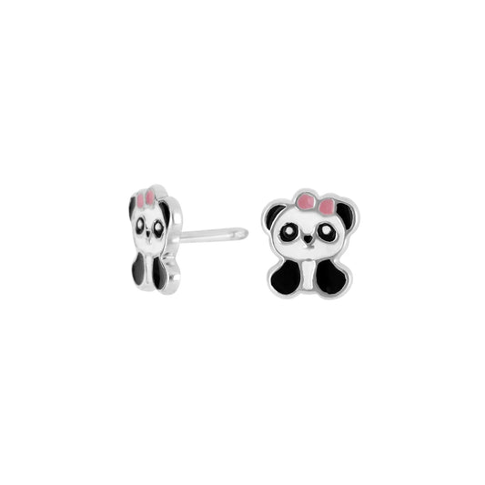Sølvørestikker panda m/emalje - Urma.dk