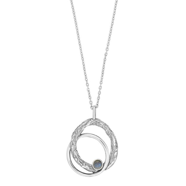 Sølvoxyderet vedhæng m/labradorit + kæde - Urma.dk