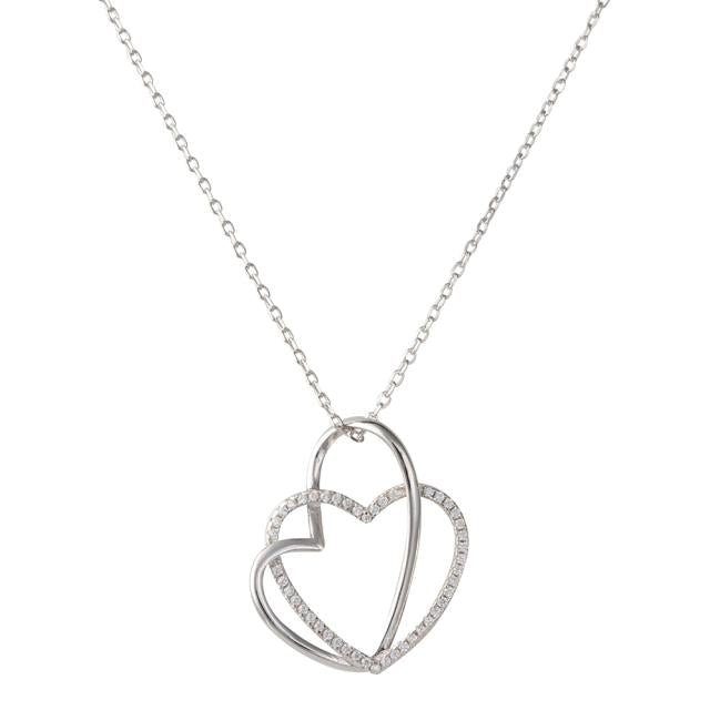 Sølvrhd. hjerte m/cz inkl. kæde - Urma.dk