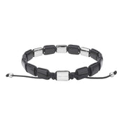 SON armbånd black agate / cz og stål - Urma.dk