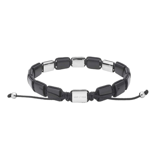 SON armbånd black agate / cz og stål - Urma.dk