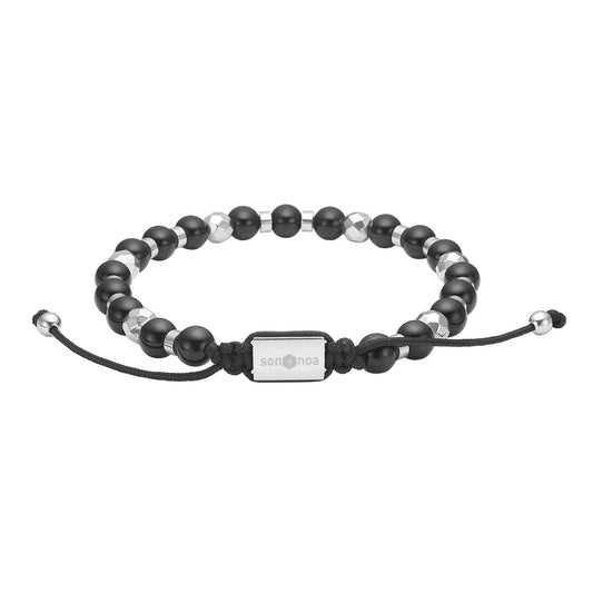 SON armbånd black agate og stål - Urma.dk