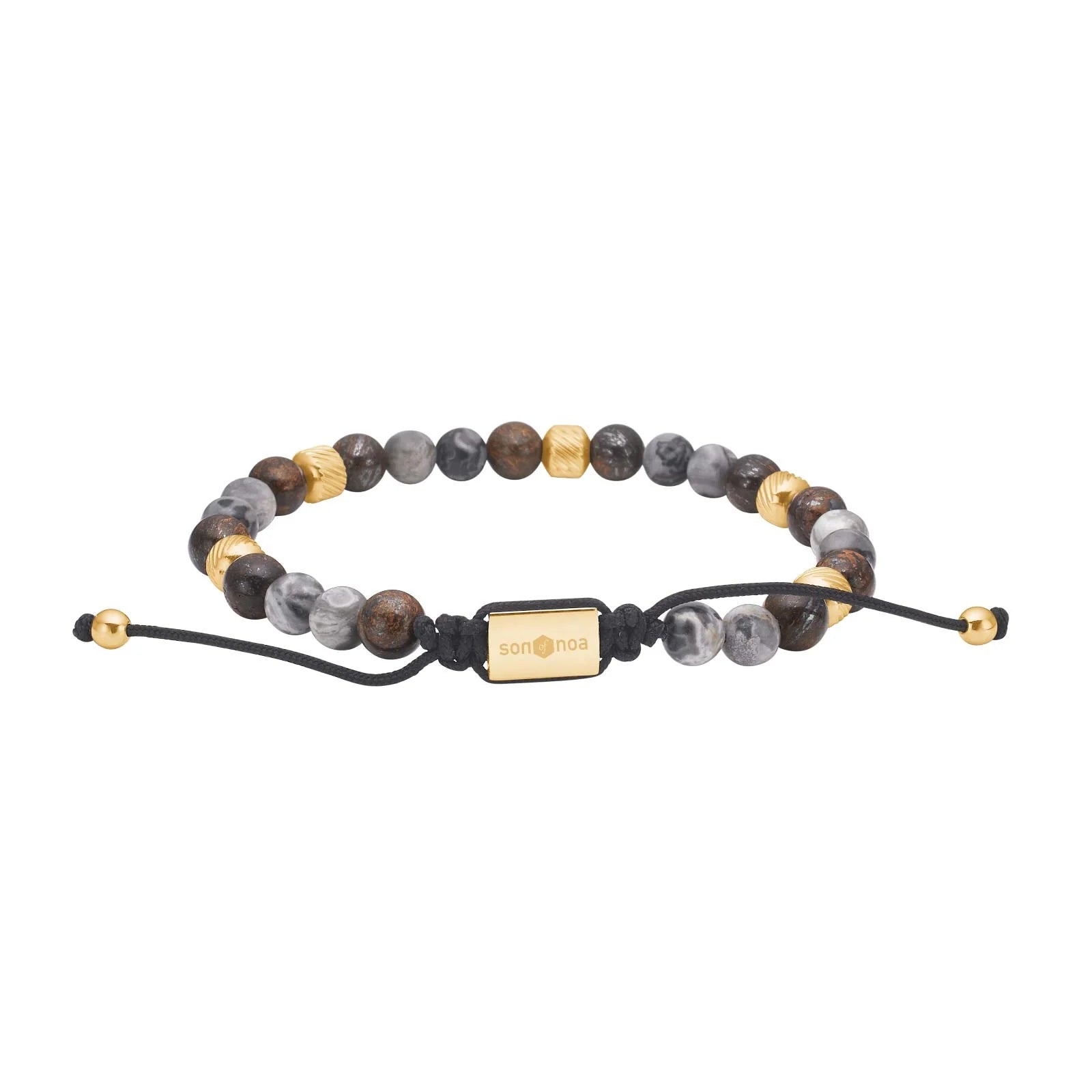 SON armbånd map stone/ilmenite bronzitite og stål IP gold - Urma.dk