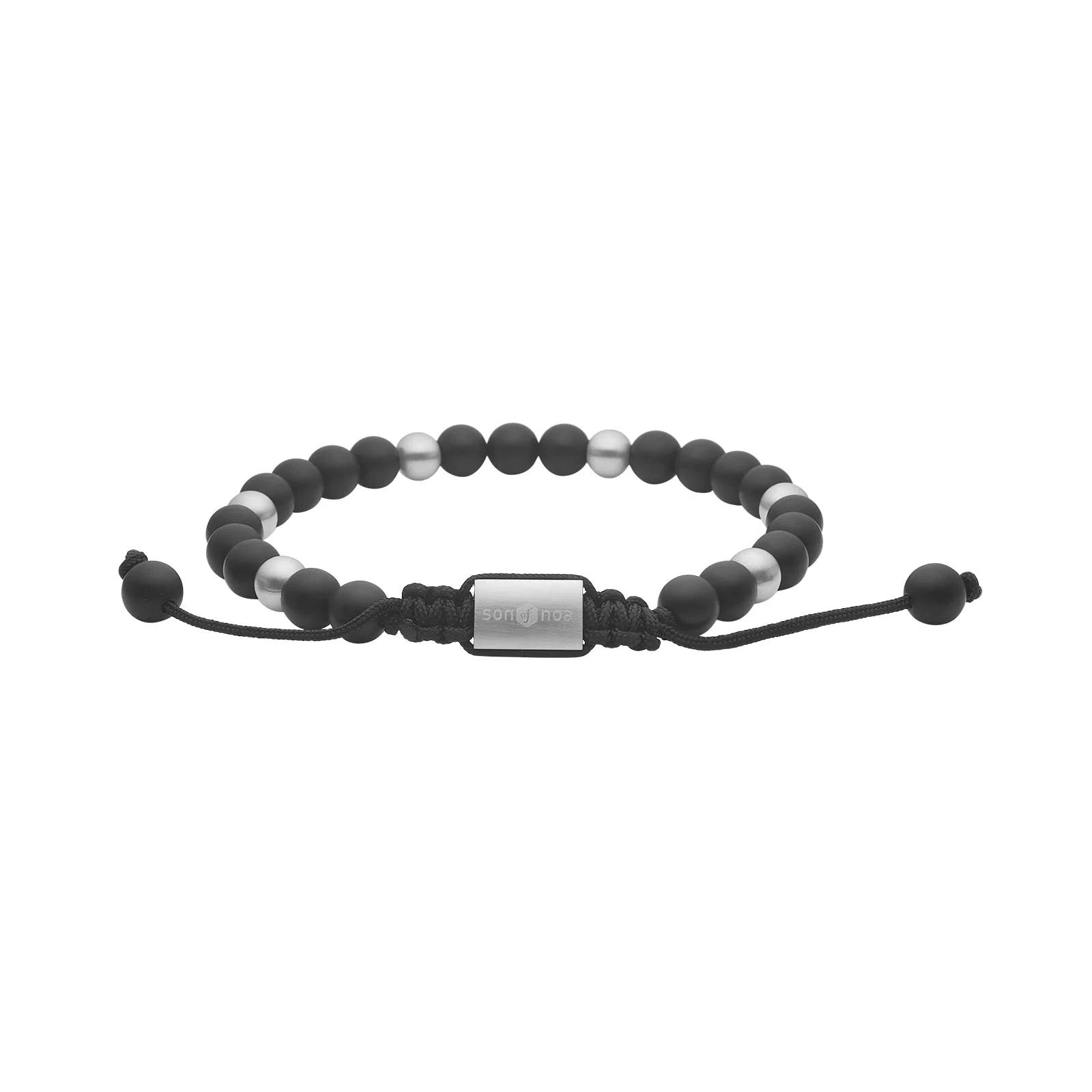 SON armbånd mat sort agate og stål - Urma.dk