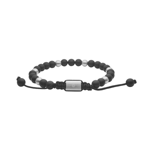 SON armbånd mat sort agate og stål - Urma.dk