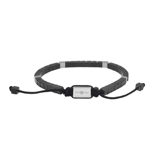 SON armbånd mat sort hematit og stål - Urma.dk