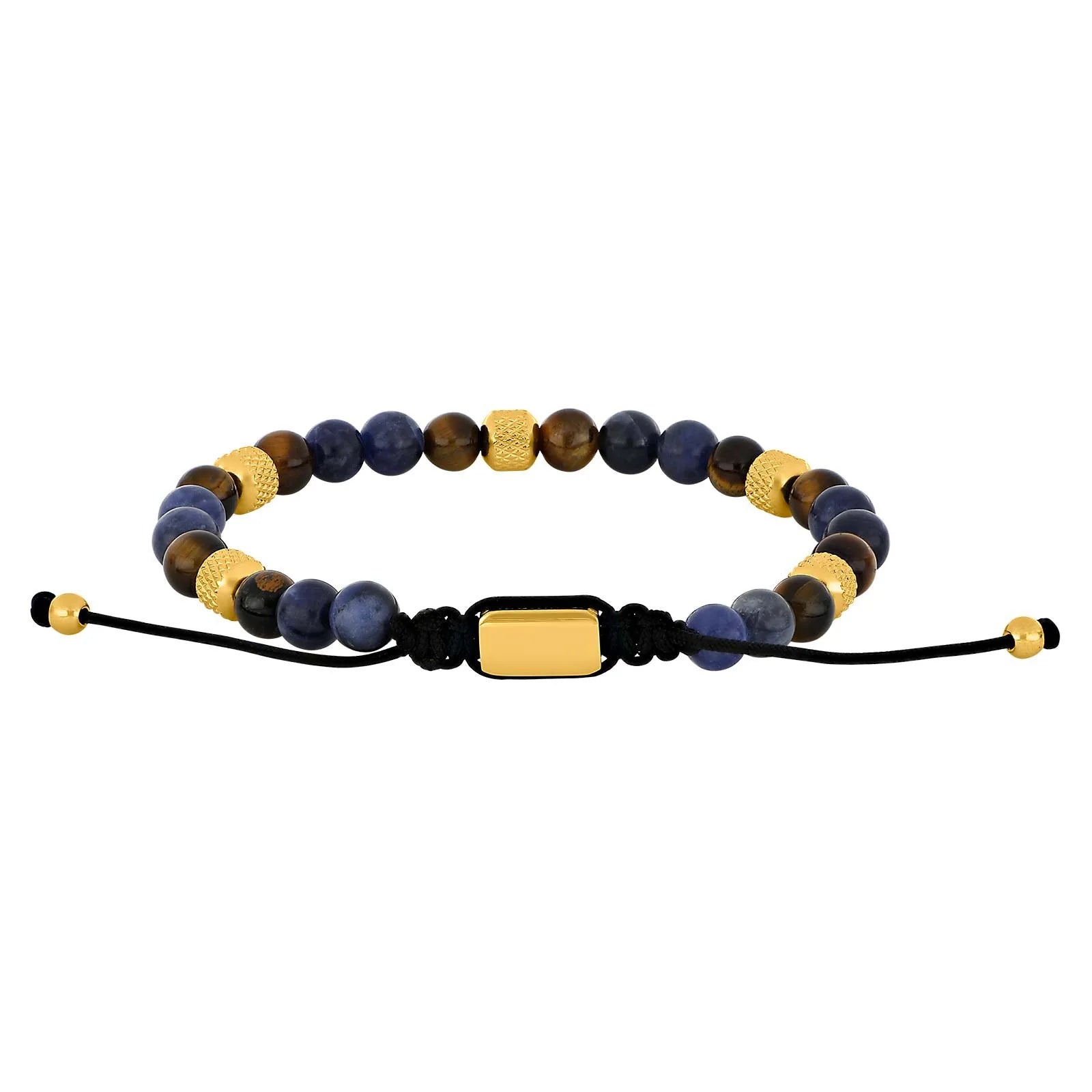 SON armbånd sodalite/yellow tiger eye og IP gold 6mm - Urma.dk