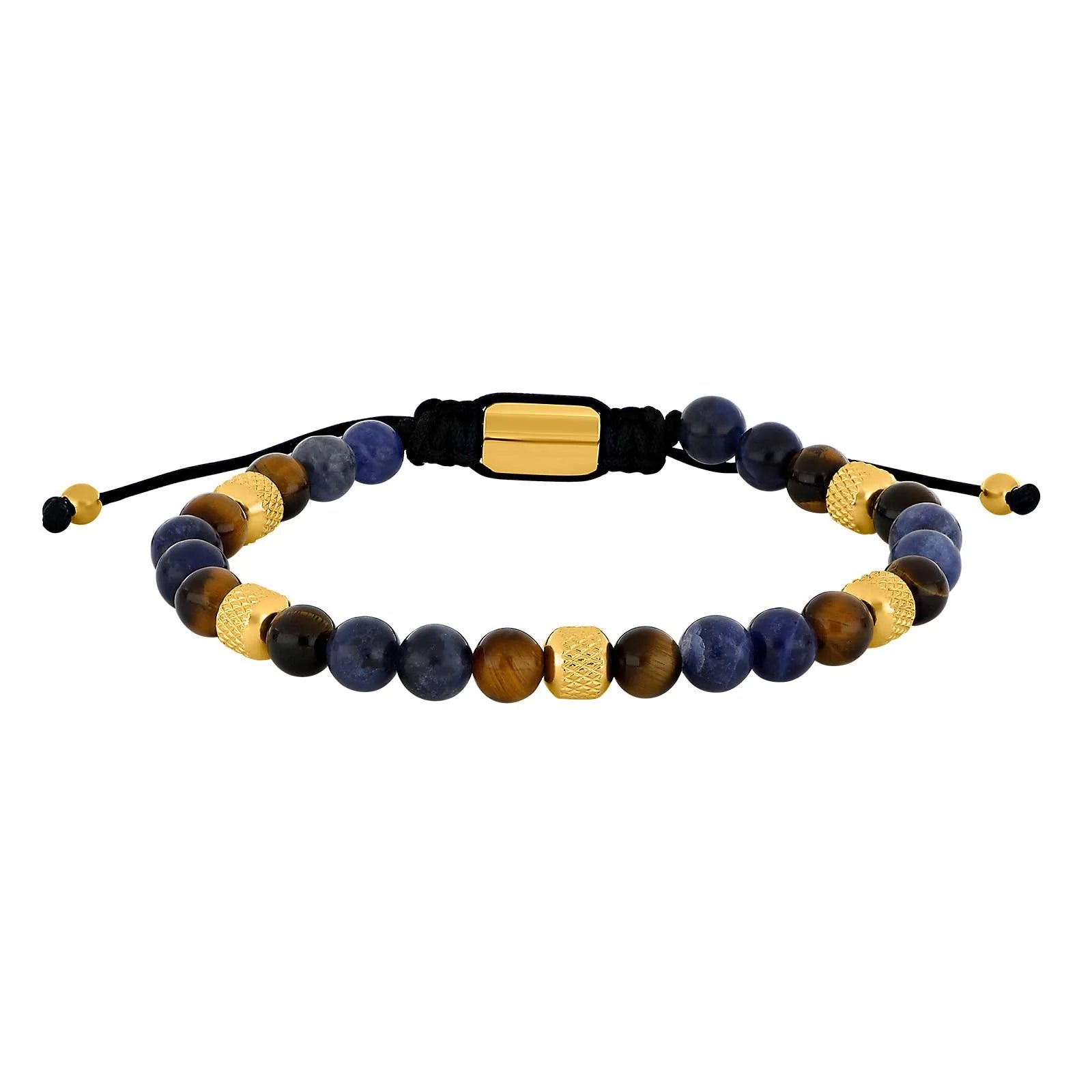 SON armbånd sodalite/yellow tiger eye og IP gold 6mm - Urma.dk