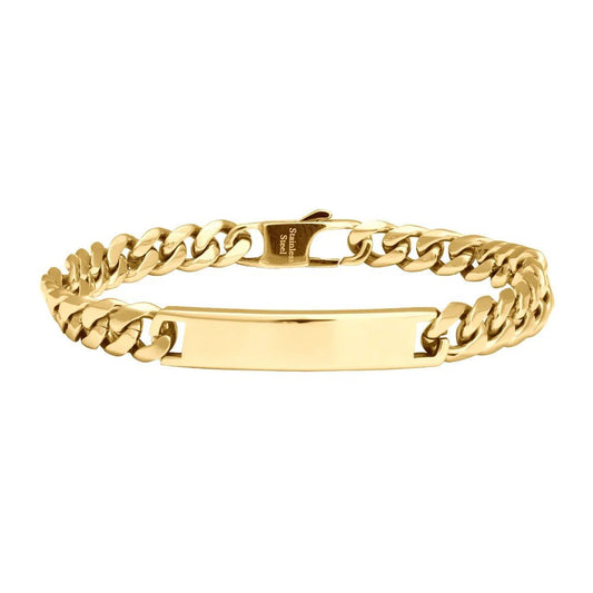 SON armbånd stål med plade blank IPGold - Urma.dk