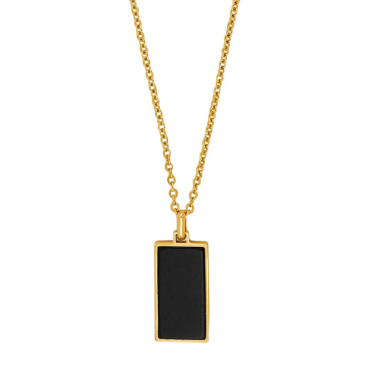 SON kæde stål IP gold med black agate - Urma.dk