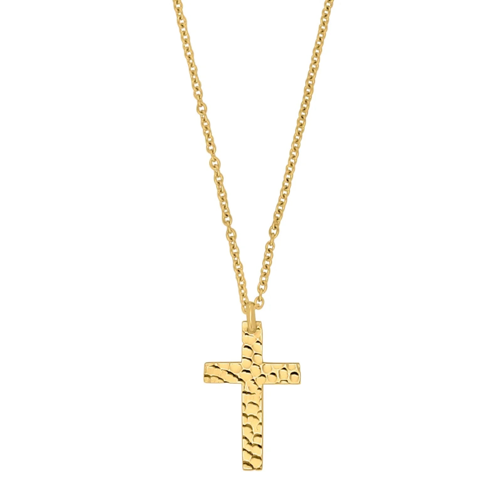 SON kæde stål IP gold med hamret kors - Urma.dk