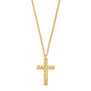 SON kæde stål IP gold med hamret kors - Urma.dk