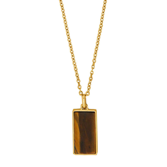 SON kæde stål IP gold med yellow tiger eye - Urma.dk