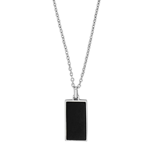 SON kæde stål med black agate - Urma.dk
