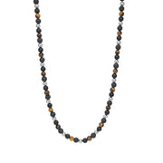 SON kæde stål med yellow tiger eye/mat onyx/lava 6mm - Urma.dk
