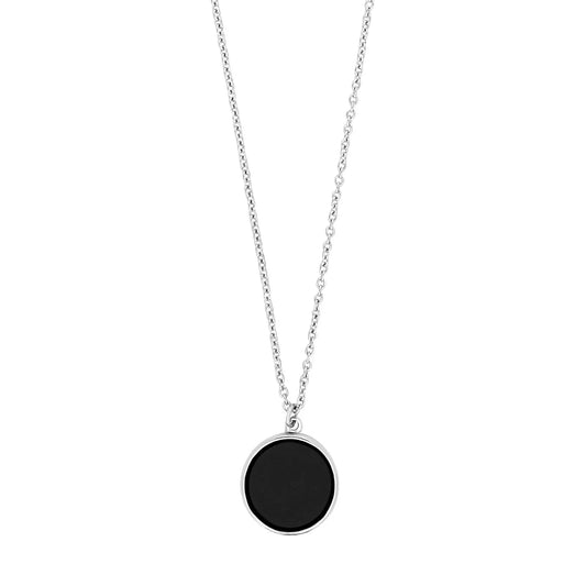 SON rhd. Sølv kæde m/ black onyx 16mm, 70cm cm - Urma.dk