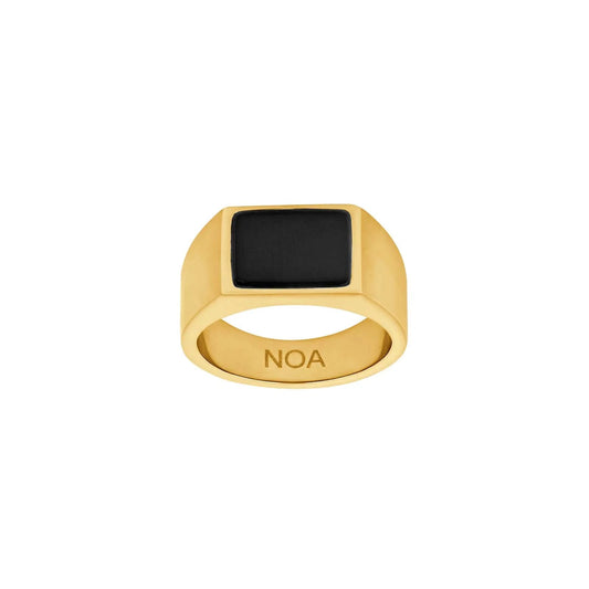 SON stål ring med black agate - Urma.dk
