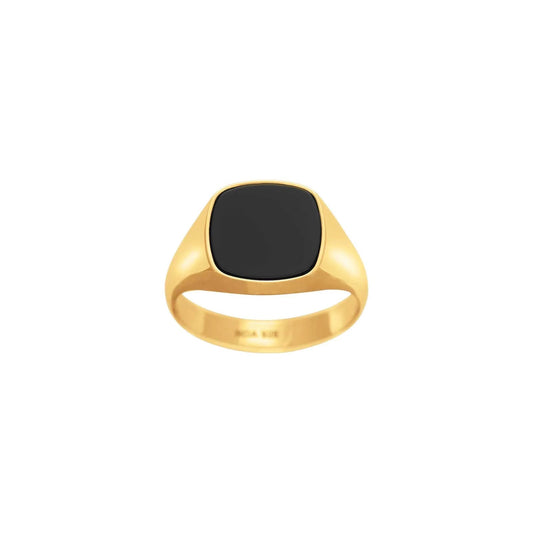 SON stål ring med black agate - Urma.dk