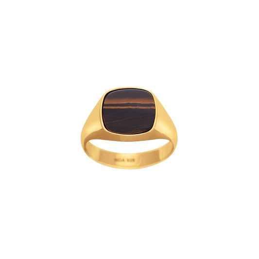 SON stål ring med yellow tiger eye - Urma.dk