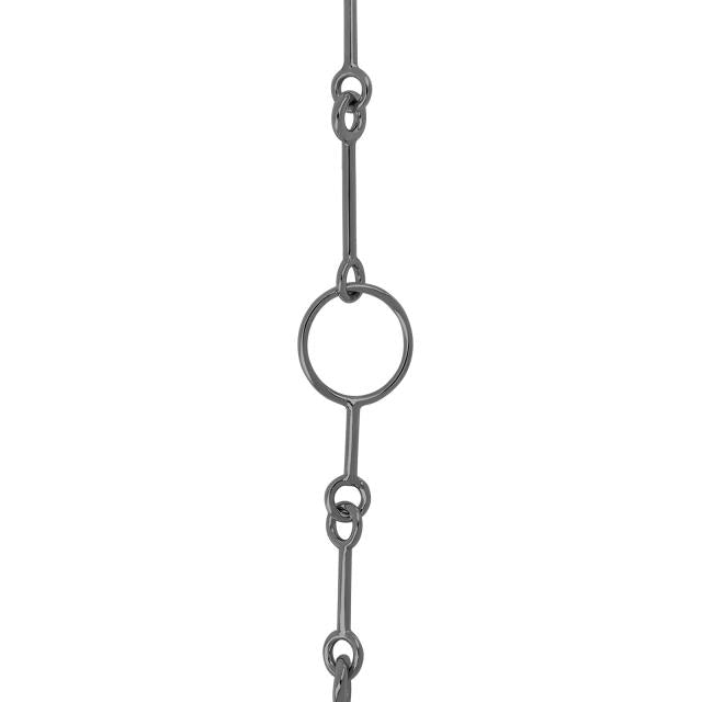 Sort rhodineret sølv system-kæde led delt 45cm
