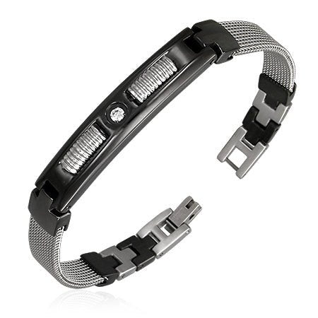 Stål armbånd med zirconia 3STBG015