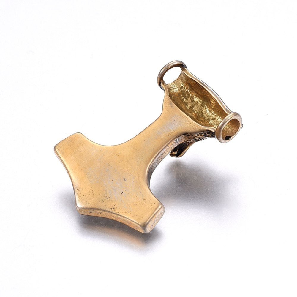 Stål vedhæng - Thors hammer - forgyldt - Urma.dk