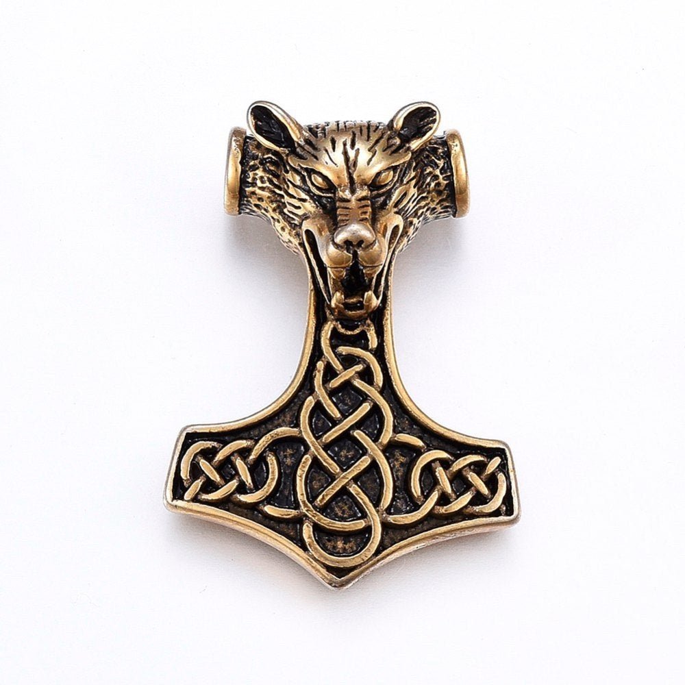 Stål vedhæng - Thors hammer - forgyldt - Urma.dk