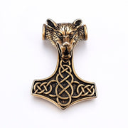 Stål vedhæng - Thors hammer - forgyldt - Urma.dk