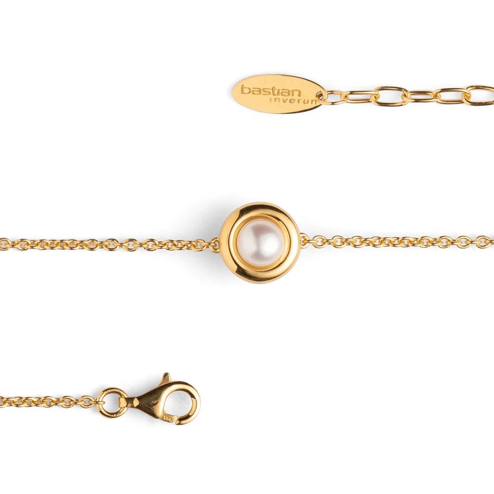 Sterling sølv armbånd, fg mat/blank perle, 17+2cm, 1.8mm - Urma.dk