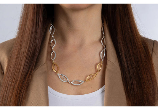 Sterling sølv collier, delvis fg børstet, 48cm + 3cm - Urma.dk