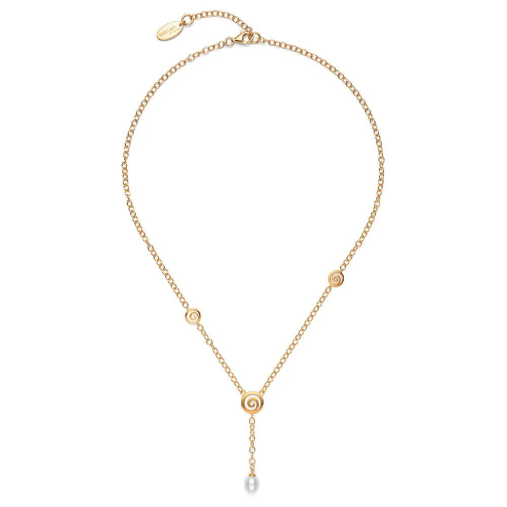 Sterling sølv collier, mat/blank fg, perle 3.43ct, 46+4cm - Urma.dk