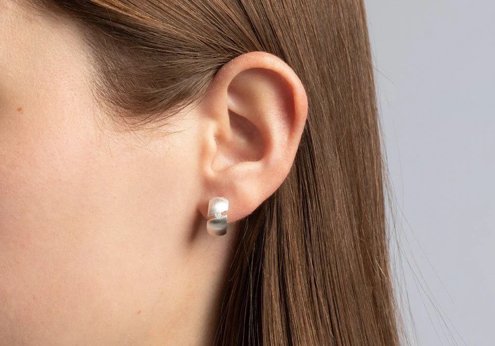 Sterling sølv creol mat., br 0,04ct W - SI - Urma.dk