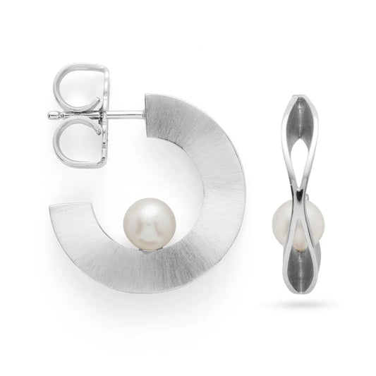 Sterling sølv creol, rho. mat., kulturperler hvid 2.12ct - Urma.dk
