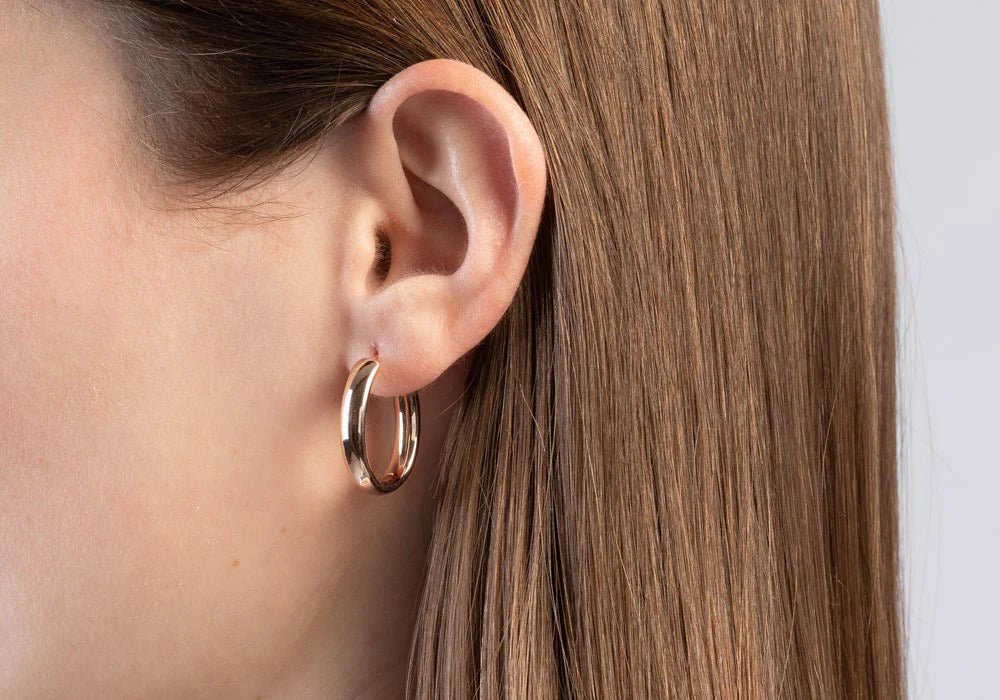 Sterling sølv creol, rosa fg blank - Urma.dk