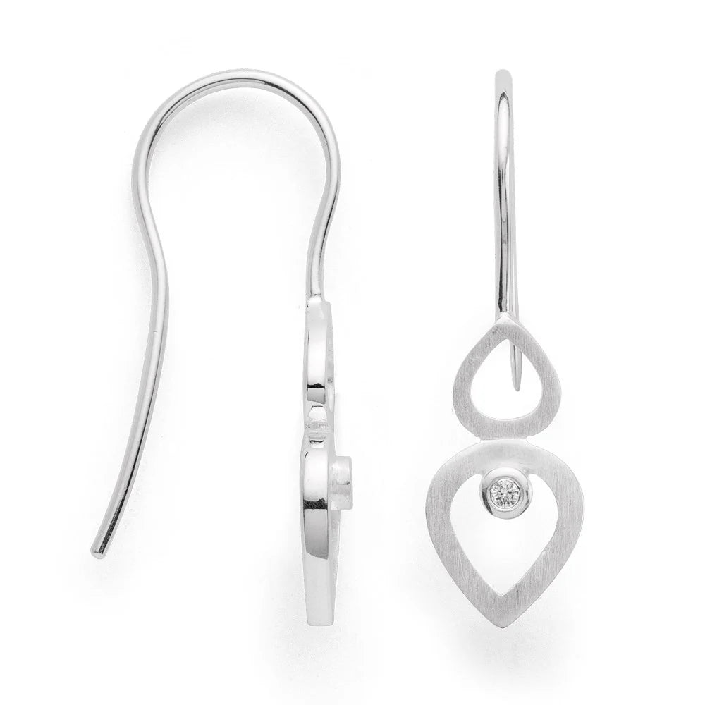 Sterling sølv mat ørehænger, br 0.02ct W - SI - Urma.dk