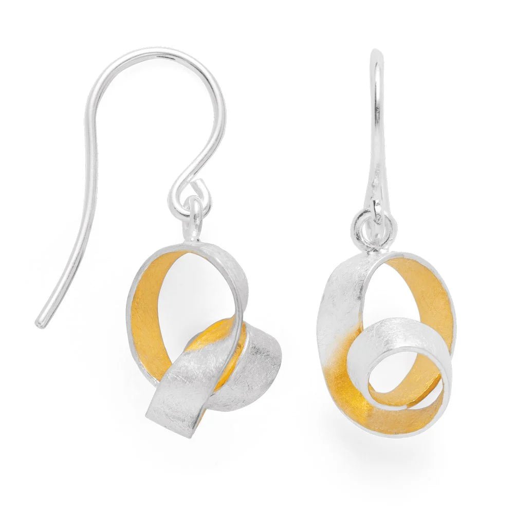 Sterling sølv ørehænger, delvis fg børstet/blank - Urma.dk