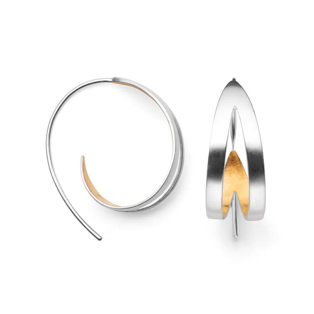 Sterling sølv ørehænger, delvis fg mat/børstet - Urma.dk