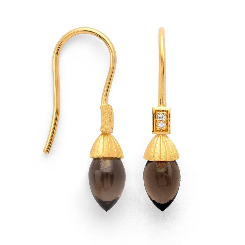 Sterling sølv ørehænger, fg mat/pol., RQ og topas - Urma.dk