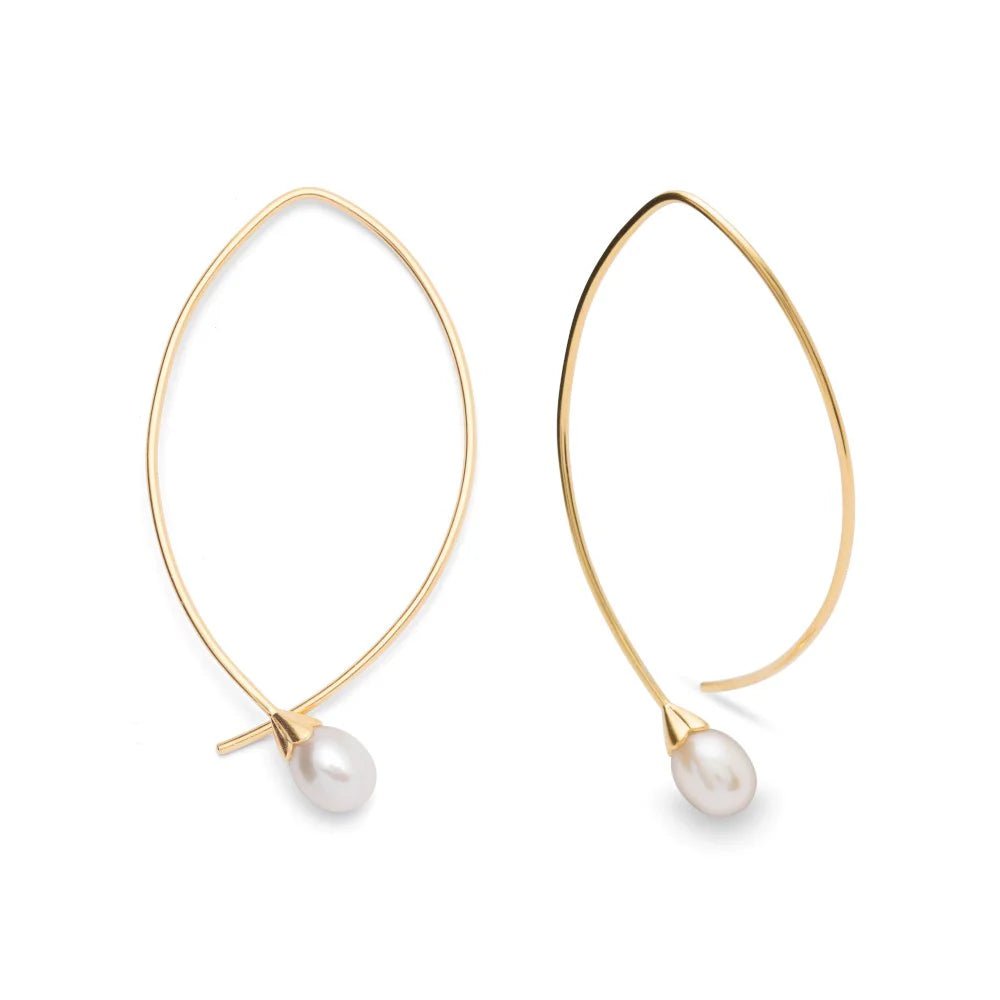 Sterling sølv ørehænger, mat fg, hvide kulturperle 3.10ct - Urma.dk