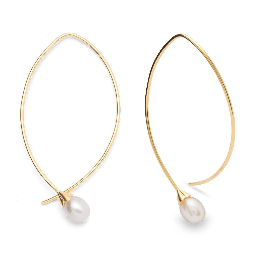 Sterling sølv ørehænger, mat fg, hvide kulturperle 4.30ct - Urma.dk